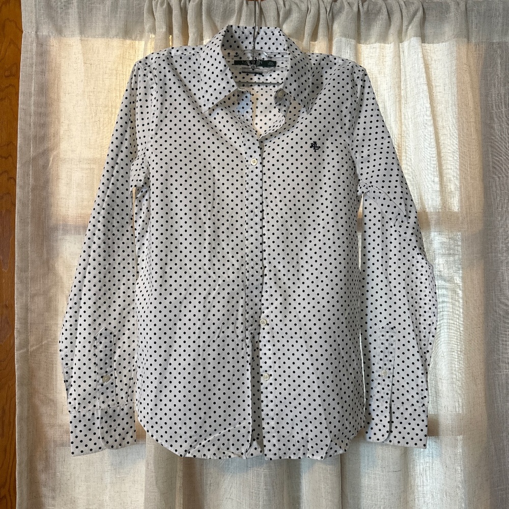 Ralph Lauren polka dot button down non iron long sleeves